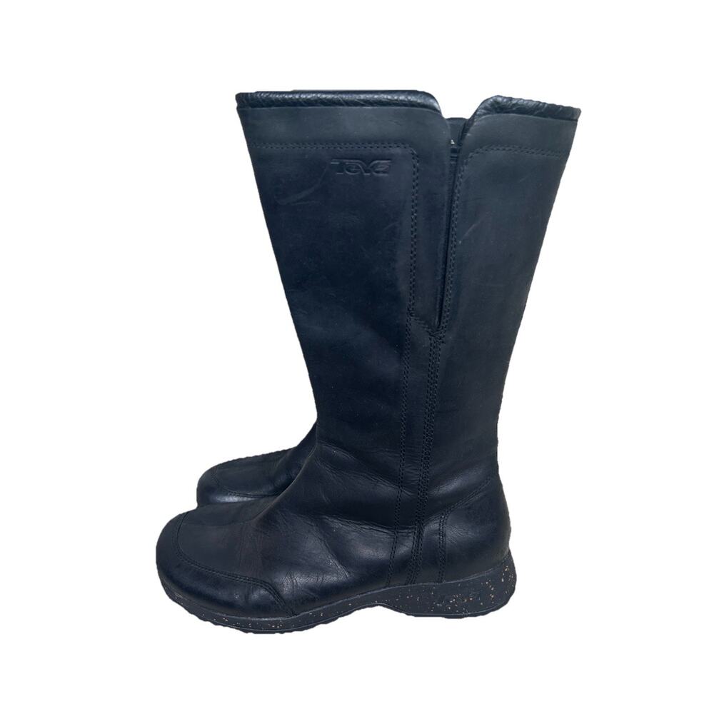 TEVA Capistrano Women's Waterproof Leather Mid-Calf Boots Black Size 7.5